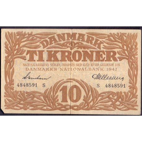 Danmark. 10 kr. Sieg 104 DOP 119 Pick 26 1942 S