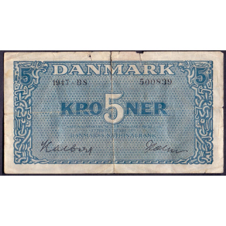 Danmark. 5 kr. Sieg 119 DOP 128b Pick 35b-g 1947 BS. G