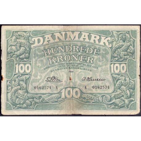 Danmark. 100 kr. Sieg 126 DOP 135 Pick 39 1960 VF