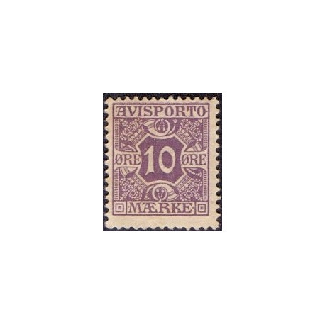 Avisporto. 1907. 10 Øre, lilla. AFA. nr. 4, ubrugt, postfrisk, stemplet