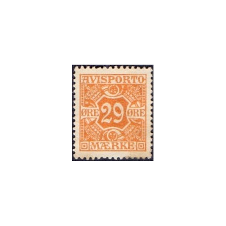 Avisporto. 1914-15. 29 Øre, orange, AFA. nr. 17 ubrugt, postfrisk, stemplet