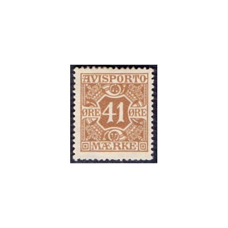 Avisporto. 1914-15. 41 Øre, brun AFA. nr. 19 ubrugt, postfrisk, stemplet