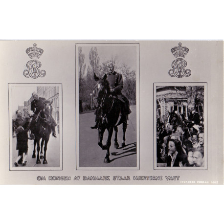 Royal. Kong Christian X, til hest, gennem byen ubrugt (?)