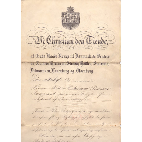Kongebrev Chr. X. med segl dateret den 13/11 1918