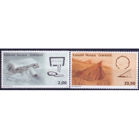 2015. 11,00 Kr. Grønlandsk arkitektur I. AFA nr. 708-09 postfrisk  stemplet FDC