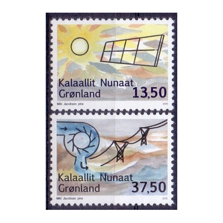 2015. 13,50-37,50 Kr. Vedvarende energi I. AFA nr. 714-15 postfrisk  stemplet FDC