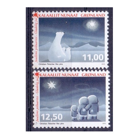 2015. 11,00-12,50 Kr. Julefrimærker. AFA nr. 717-18 postfrisk  stemplet FDC