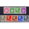 Norge. 1940-41. Dybtryk 5-40 Øre. AFA nr. 216-24 ** (9) st. stemplet postfrisk
