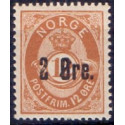 Norge. 1888. 2/12 Øre,Orangebrun AFA nr. 48 ** Postfrisk ubrugt stemplet st.