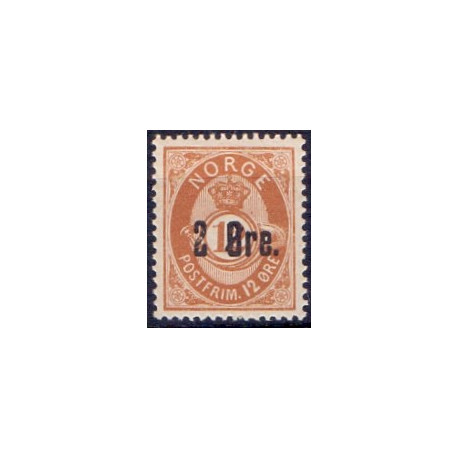 Norge. 1888. 2/12 Øre,Orangebrun AFA nr. 48 ** Postfrisk ubrugt stemplet st.