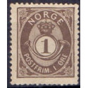 Norge. 1891-93. 1 Øre,  brungrå AFA nr. 50 ** Postfrisk ubrugt stemplet st.