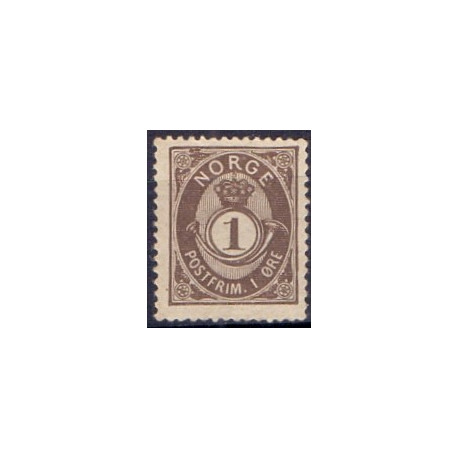 Norge. 1891-93. 1 Øre,  brungrå AFA nr. 50 ** Postfrisk ubrugt stemplet st.