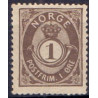 Norge. 1891-93. 1 Øre,  brungrå AFA nr. 50 ** Postfrisk ubrugt stemplet st.