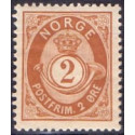 Norge. 1891-93. 2 Øre,  Orangebrun, AFA nr. 51 ** Postfrisk ubrugt stemplet st.