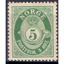 Norge. 1893-98. 5 Øre, tk. 14½x13½, AFA nr. 55B ** Postfrisk ubrugt stemplet st.