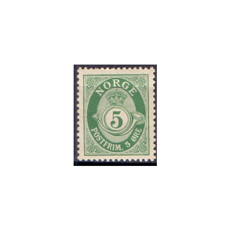 Norge. 1893-98. 5 Øre, tk. 14½x13½, AFA nr. 55B ** Postfrisk ubrugt stemplet st.