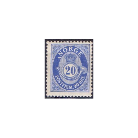 Norge. 1893-98. 20 Øre, tk. 14½x13½, AFA nr. 57B ** Postfrisk ubrugt stemplet st.