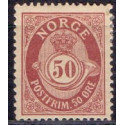 Norge. 1893-98. 50 Øre, tk. 14½x13½, AFA nr. 60B **  Postfrisk ubrugt stemplet st.