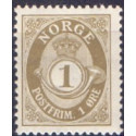 Norge. 1893-98. 1 Øre, tk. 14½x13½, AFA nr. 52B ** Postfrisk ubrugt stemplet st.