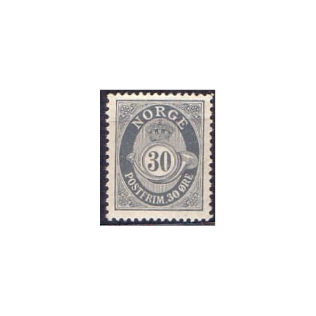 Norge. 1907. 30 Øre. tk. 14½x13½ AFA nr. 66 **  Postfrisk ubrugt stemplet st.