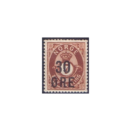 Norge. 1906. 30 Øre/7 Sk. Provisorier. AFA nr. 65 **  Postfrisk ubrugt stemplet st.