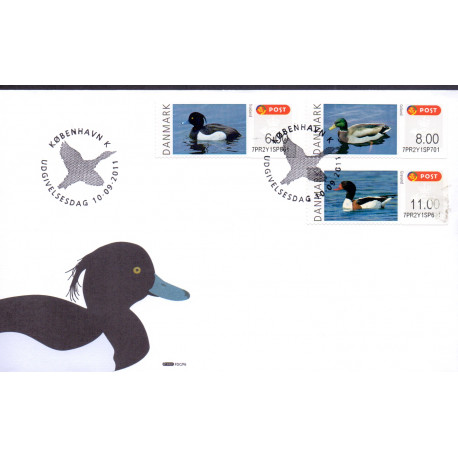 2011, Danske fugle, FDC med 3 forskellige værdier