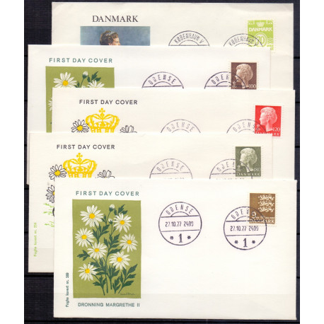 1977. Suppleringsværdier, AFA nr. 644-48 på  FDC med enkeltmærke , 4-blok