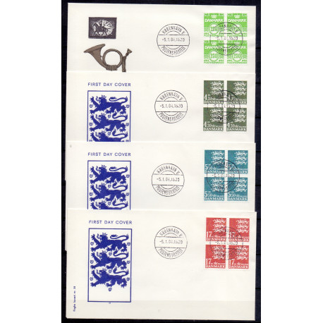 1984. Suppleringsværdier, AFA nr. 789,793-95 på  FDC med enkeltmærke , 4-blok