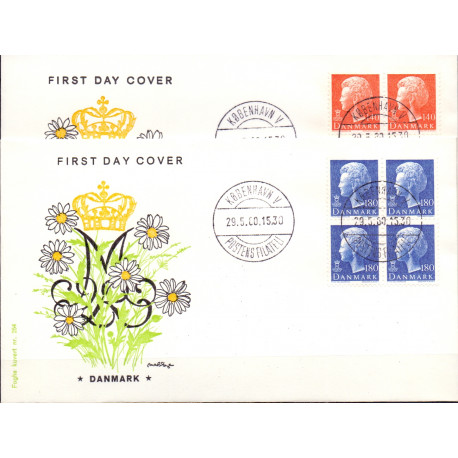 1980. Suppleringsværdier, AFA nr. 698-99 på  FDC med enkeltmærke , 4-blok