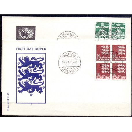 1982. Suppleringsværdier, AFA nr. 749, 753 på  FDC med enkeltmærke , 4-blok