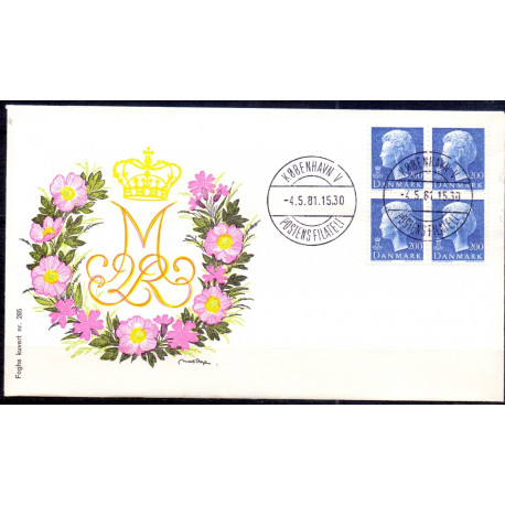 1981. Suppleringsværdier, AFA nr. 719-24 på  FDC med enkeltmærke , 4-blok