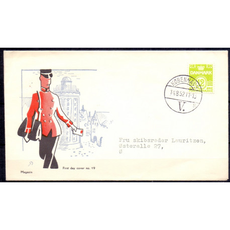 1952. Bølgelinie, AFA nr. 335 på  FDC med enkeltmærke, 4-blok