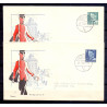 1953. Kong Frederik, AFA nr. 338-39 på  FDC med enkeltmærke, 4-blok