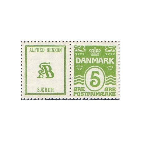 Alfred Benzon, Sæber.  AFA nr. 62 **    stemplet postfrisk brev