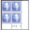 1992. Margrethe AFA nr 1019x Marginal 4-blok med variant