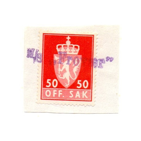 Norge. Skibsstempel "MS/Frovær" på tjenstemærke