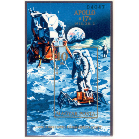 Ungarn/Hungary 1973. Apollo 17, miniark, UTAKKET AFA nr 2770U **