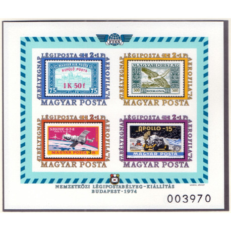 Ungarn/Hungary 1974. AEROFILA miniark, UTAKKET AFA nr 2911U **
