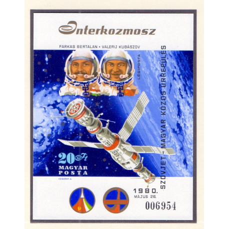 Ungarn/Hungary 1980. Interkosmos miniark, UTAKKET AFA nr 3335U **