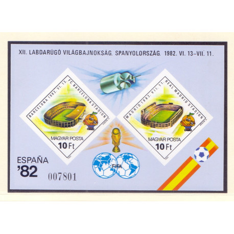 Ungarn/Hungary 1982. VM i fodboldt, miniark, UTAKKET AFA nr 3437U **