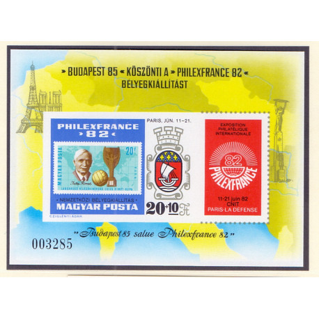 Ungarn/Hungary 1982. PHILEXFRANCE, miniark, UTAKKET AFA nr 3455U **