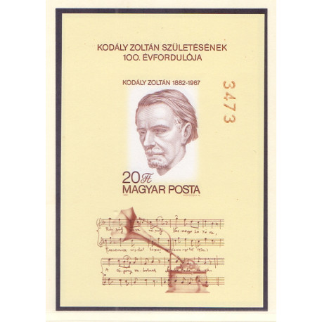 Ungarn/Hungary 1982. Zoltán Kodálys, miniark, UTAKKET AFA nr 3483U **