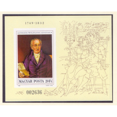 Ungarn/Hungary 1982. Goethe, miniark, UTAKKET AFA nr 3485U **
