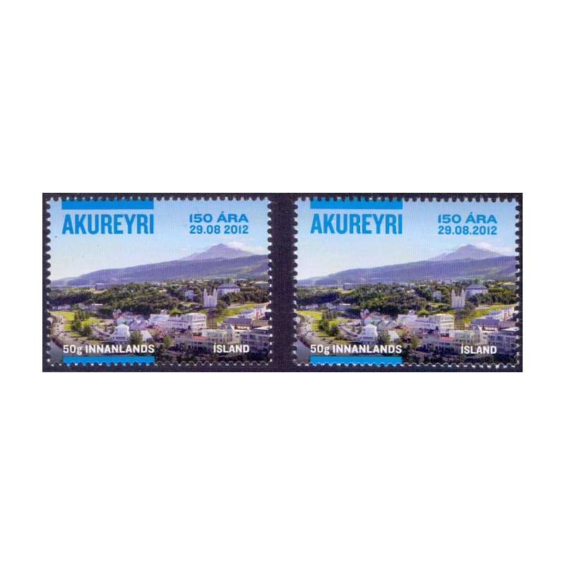 Island. 2012. Byen Akureyri. AFA nr 1335, 1335a **     stemplet FDC