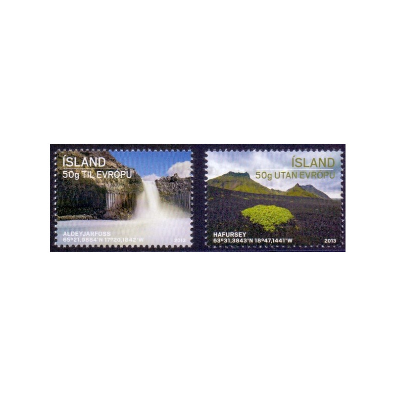 Island. 2013. Aldeyjarfoss og Hafursey. AFA nr. 1357-58 **     stemplet FDC