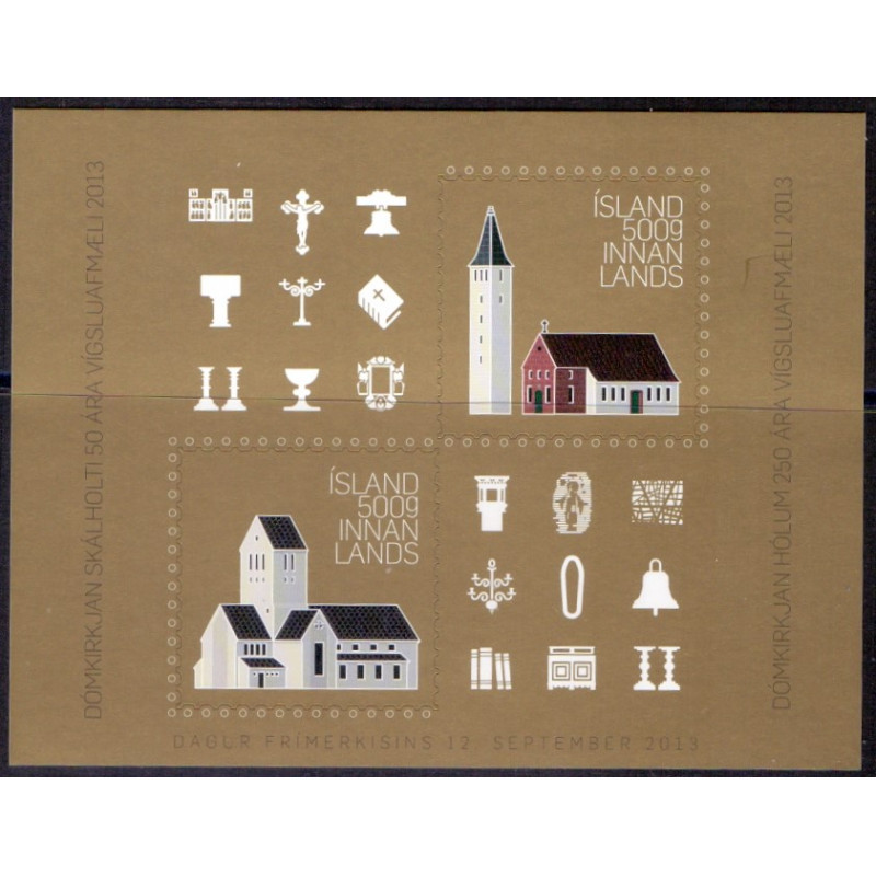 Island. 2013. Skálholt og Hólar, miniark. AFA nr. 1386 **    stemplet FDC