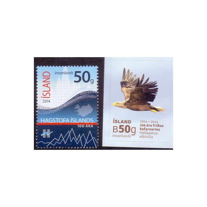 Island. 2014. Islands Statistik og Havørn. AFA nr. 1396-97 **    stemplet FDC