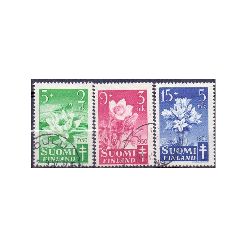 Finland. 1950. Blomster II. AFA nr. 392-94 **, postfrisk stemplet FDC