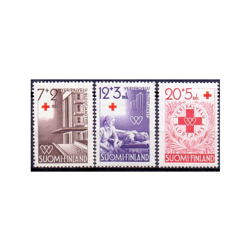 Finland. 1951. Sygepleje. AFA nr. 399-401 **, postfrisk stemplet FDC