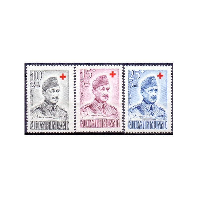 Finland. 1952. Røde Kors. AFA nr. 414-16 **, postfrisk stemplet FDC